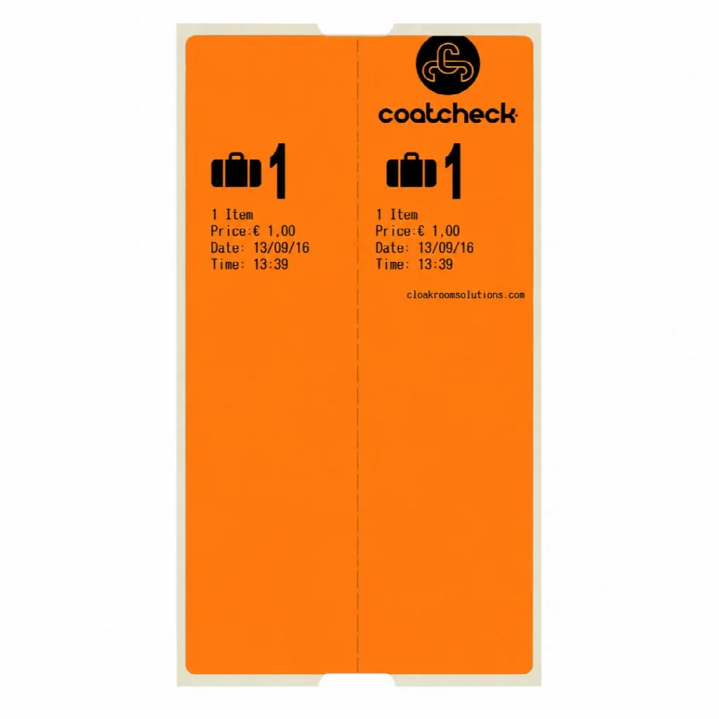 CoatCheck Gepäckanhänger, 14 x 160 Tickets, orange