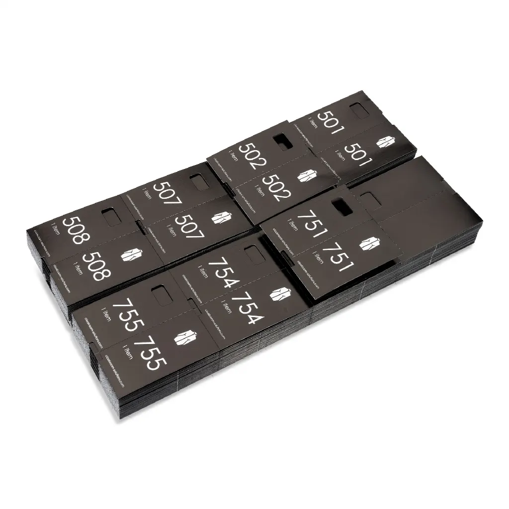Luxury cloakroom tickets, black paper cloakroom tags with silver print, 501-1000